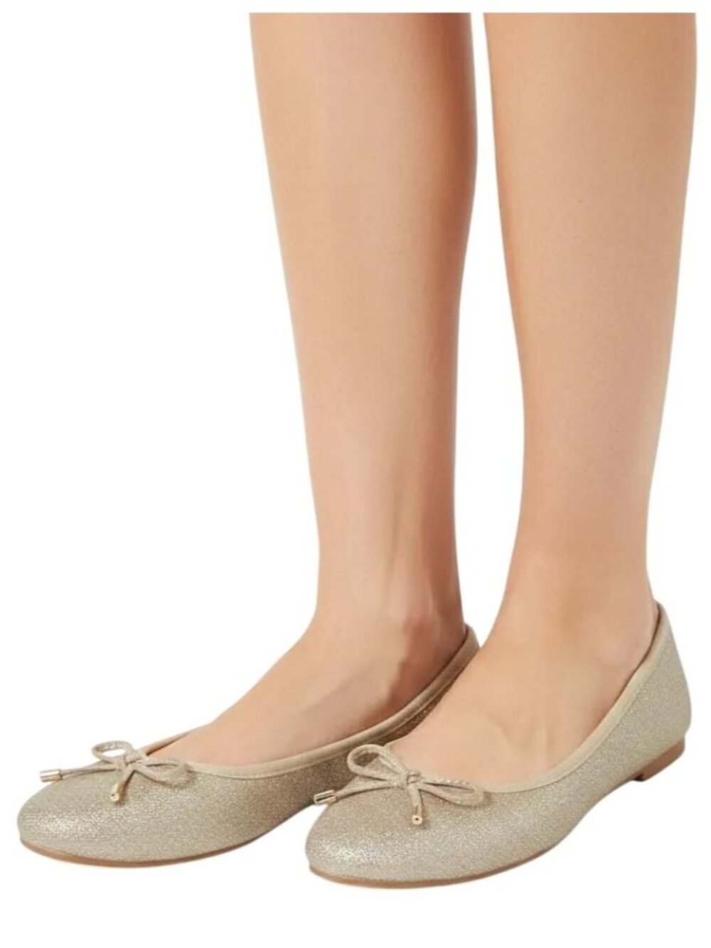 Xappeal Women's Gold TINE Classic Round Toe Bow Ballet Flat Shoes Size 10M